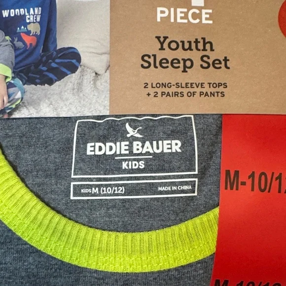 Eddie Bauer Youth Sleep Set in Gray and Neon Green - Picture 3 of 4